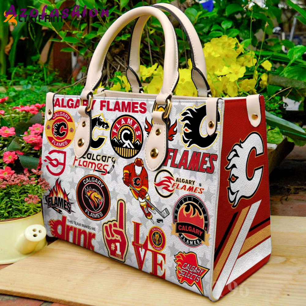 Calgary flames leather handbag gift for women 597 Women Leather Hand Bag