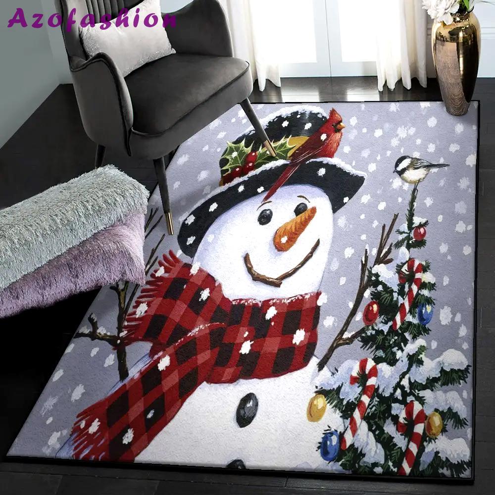 Carolina chickadees area rugs, snowman with cardinal and chickadee rug Rectangle Rug