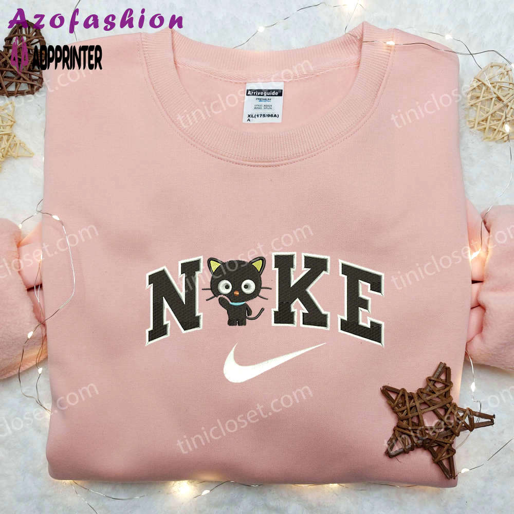Cat chibi x nike embroidered shirt – adorable cartoon design on nike shirt Embroidered Shirt