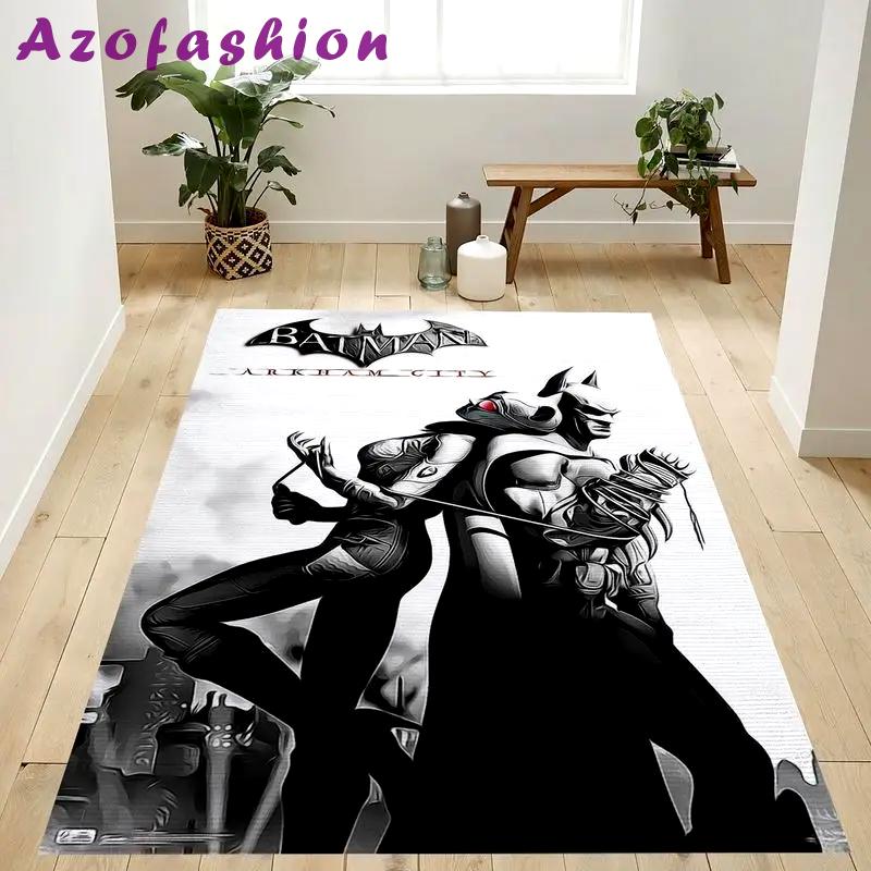 Catwoman vs armour dc comics video game arkham city area rug living room and bed room rug rug regtangle carpet floor decor home decor Rectangle Rug