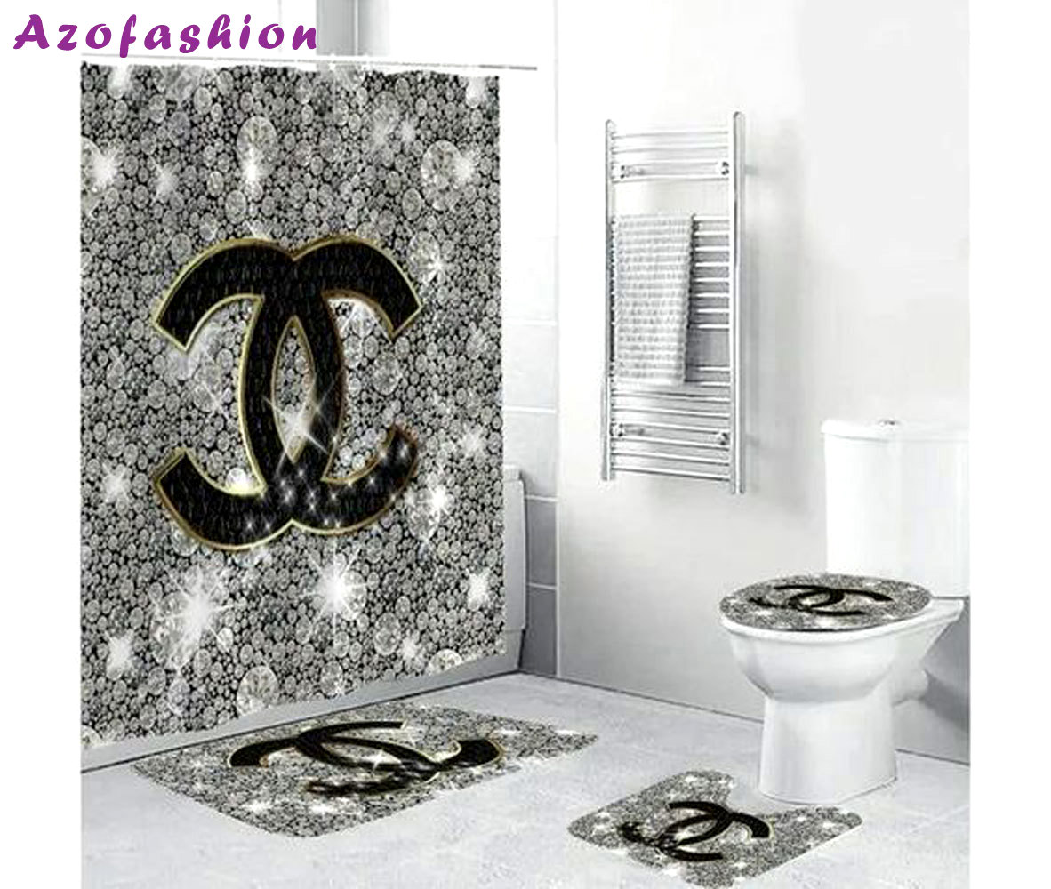 Chanel bling bathroom set bath mat home decor hypebeast luxury fashion brand Bathroom Set