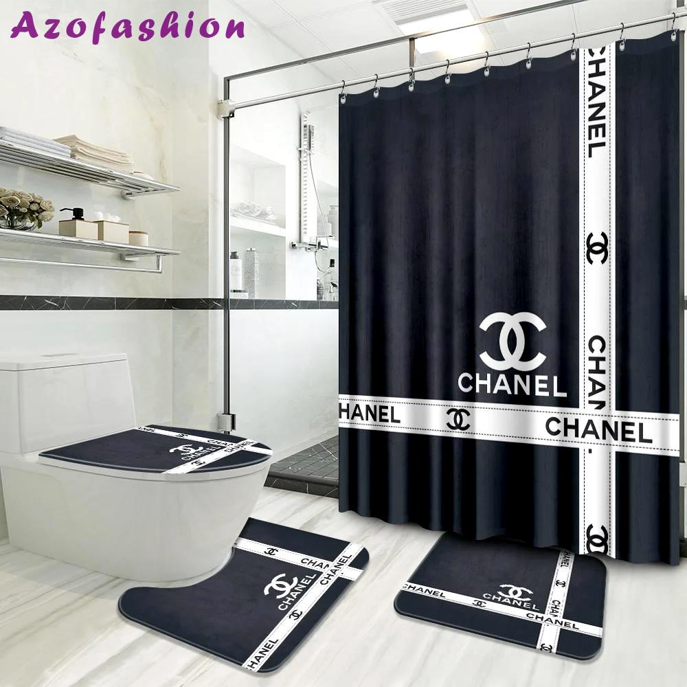 Chanel grey bath mat bathroom sets home decor hypebeast luxury fashion brand Bathroom Set