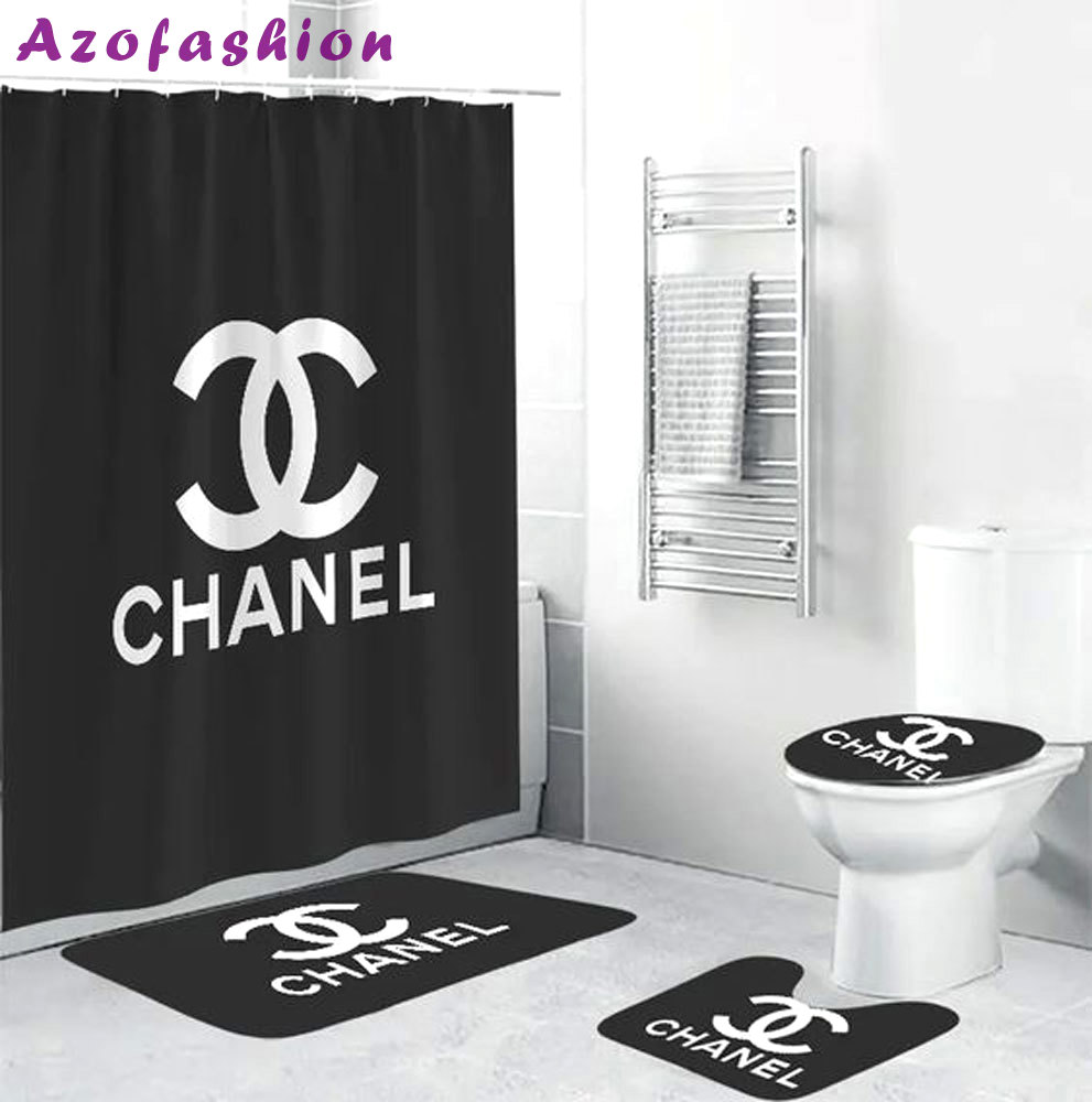 Chanel grey bathroom set luxury fashion brand bath mat hypebeast home decor Bathroom Set
