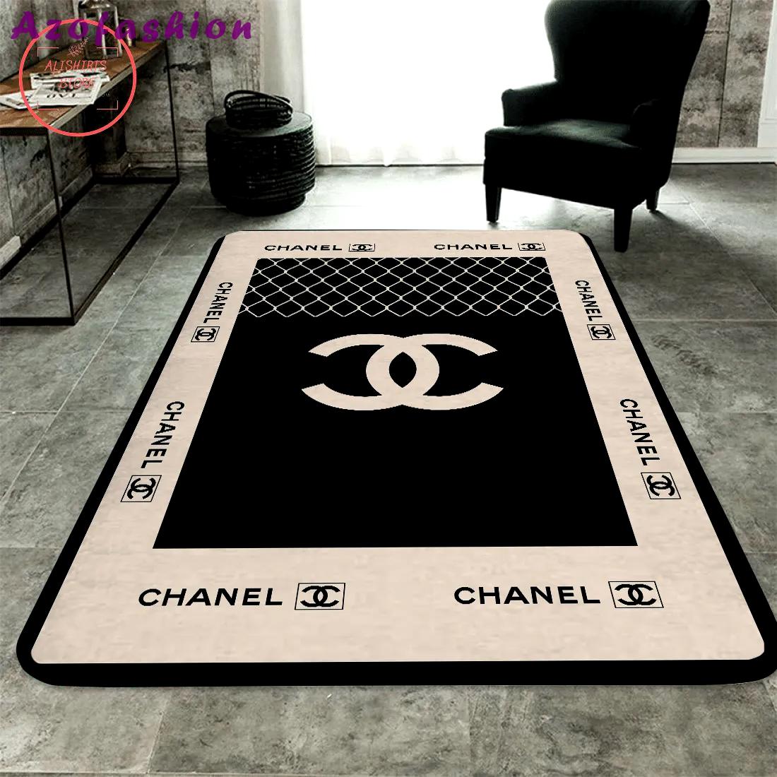 Chanel logo type 480. Upgrade Your Living Room with Luxury Home Decor: Area Carpets, Floor Decor, Door Mats, and Hot Gift Items with style a High-End Fashion Brand Rectangle Rug