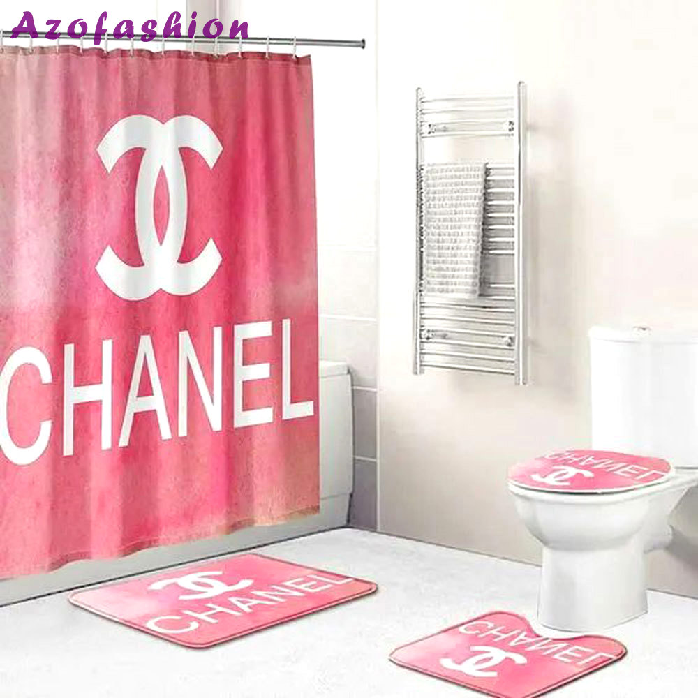 Chanel pink bath mat bathroom sets hypebeast home decor luxury fashion brand Bathroom Set