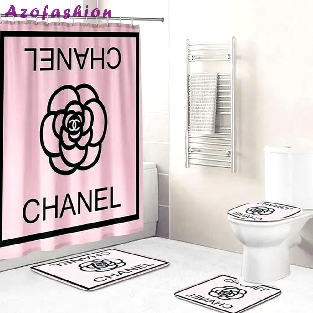 Chanel pink bathroom set home decor bath mat hypebeast luxury fashion brand Bathroom Set