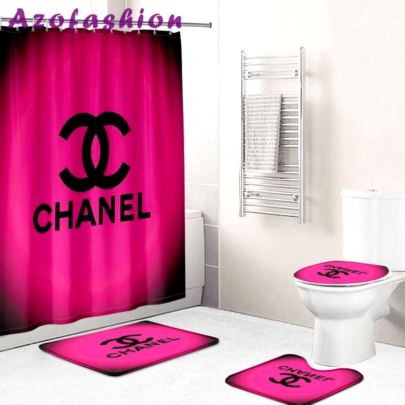 Chanel pink hypebeast bath mat luxury fashion brand bathroom sets home decor Bathroom Set