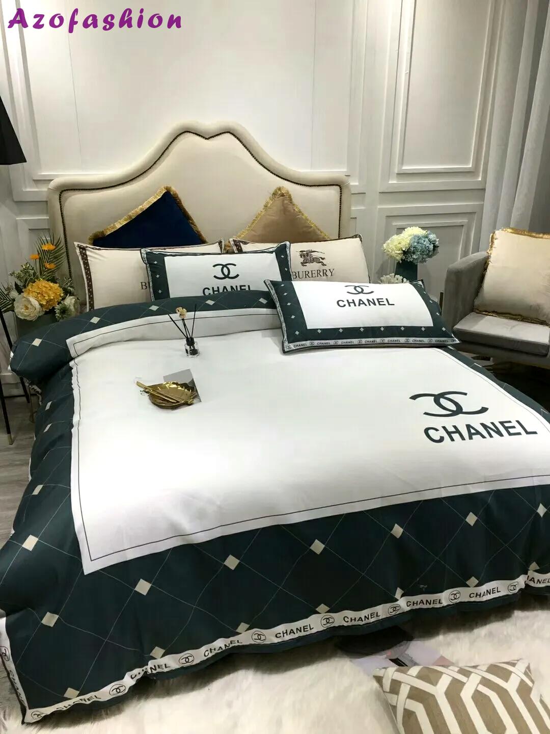Chanel printed bedding sets sets duvet cover luxury brand bedding decor bedroom sets Bedding Sets