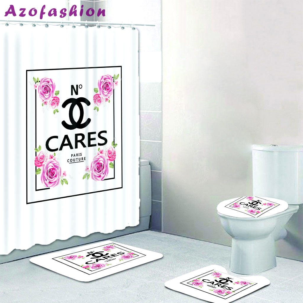 Chanel shower curtain cares flowers luxury bath mat sets shower curtain 36 Bathroom Set