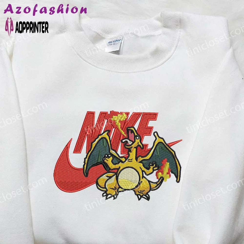Charizard x nike embroidered sweatshirt: pokemon & nike inspired shirt Embroidered Shirt