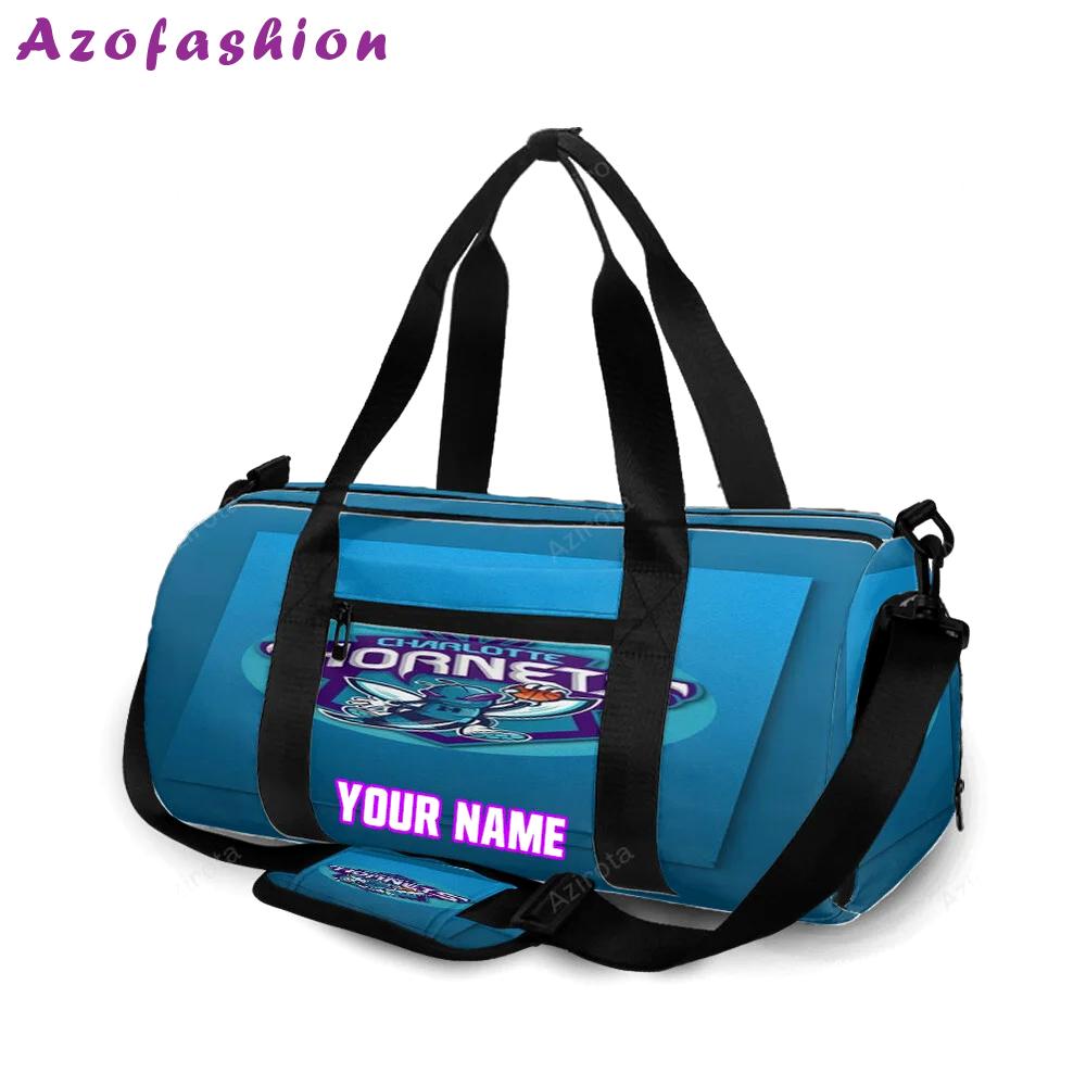 Charlotte hornets blue2 personalized name travel bag gym bag 764 Travel Bag