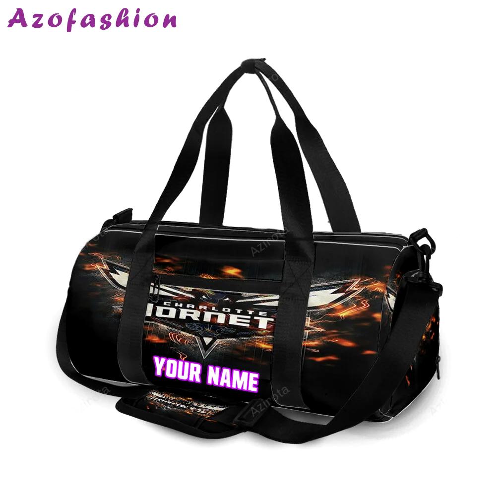 Charlotte hornets fire personalized name travel bag gym bag 1643 Travel Bag