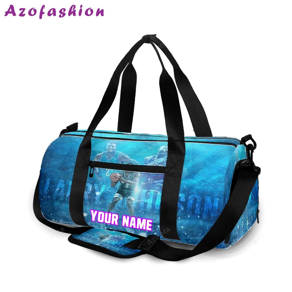 Charlotte hornets larry johnson1 personalized name travel bag gym bag 868 Travel Bag