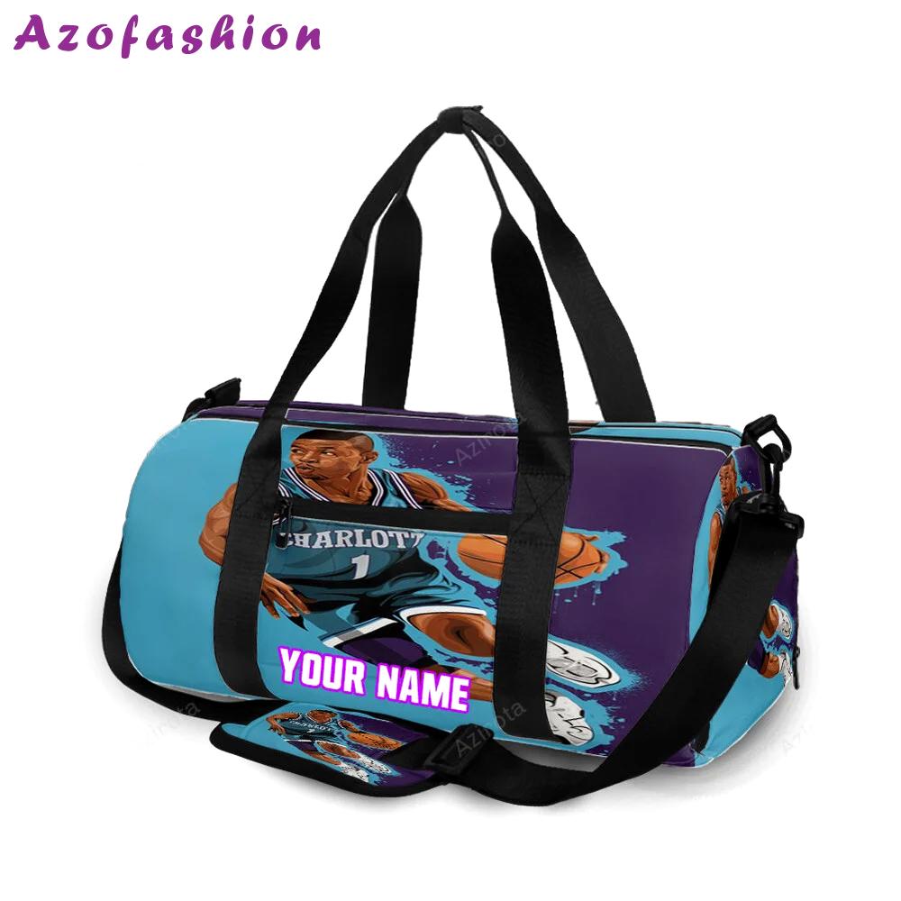 Charlotte hornets larry johnson4 personalized name travel bag gym bag 399 Travel Bag