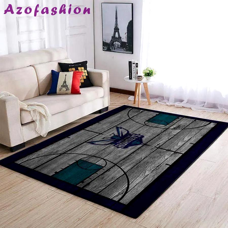Charlotte hornets nba wooden style living room carpet rug regtangle carpet Rectangle Rug