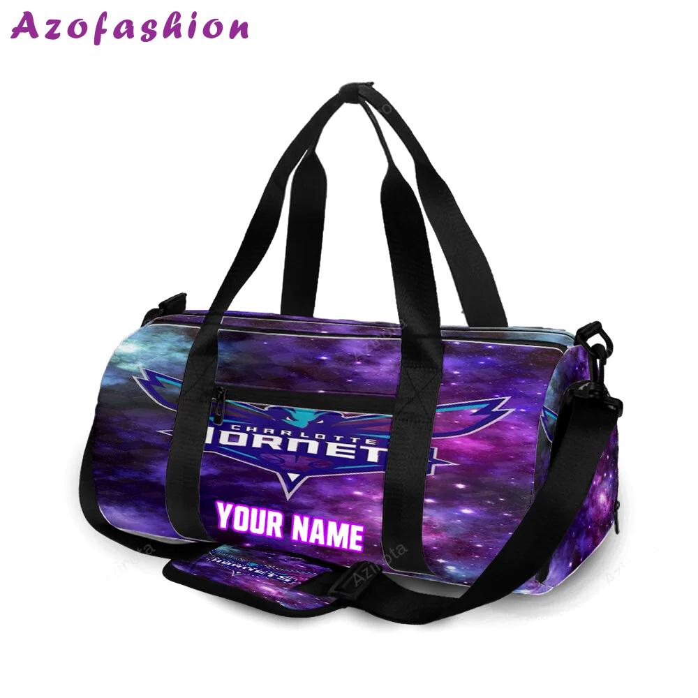 Charlotte hornets purple galaxy personalized name travel bag gym bag 1308 Travel Bag