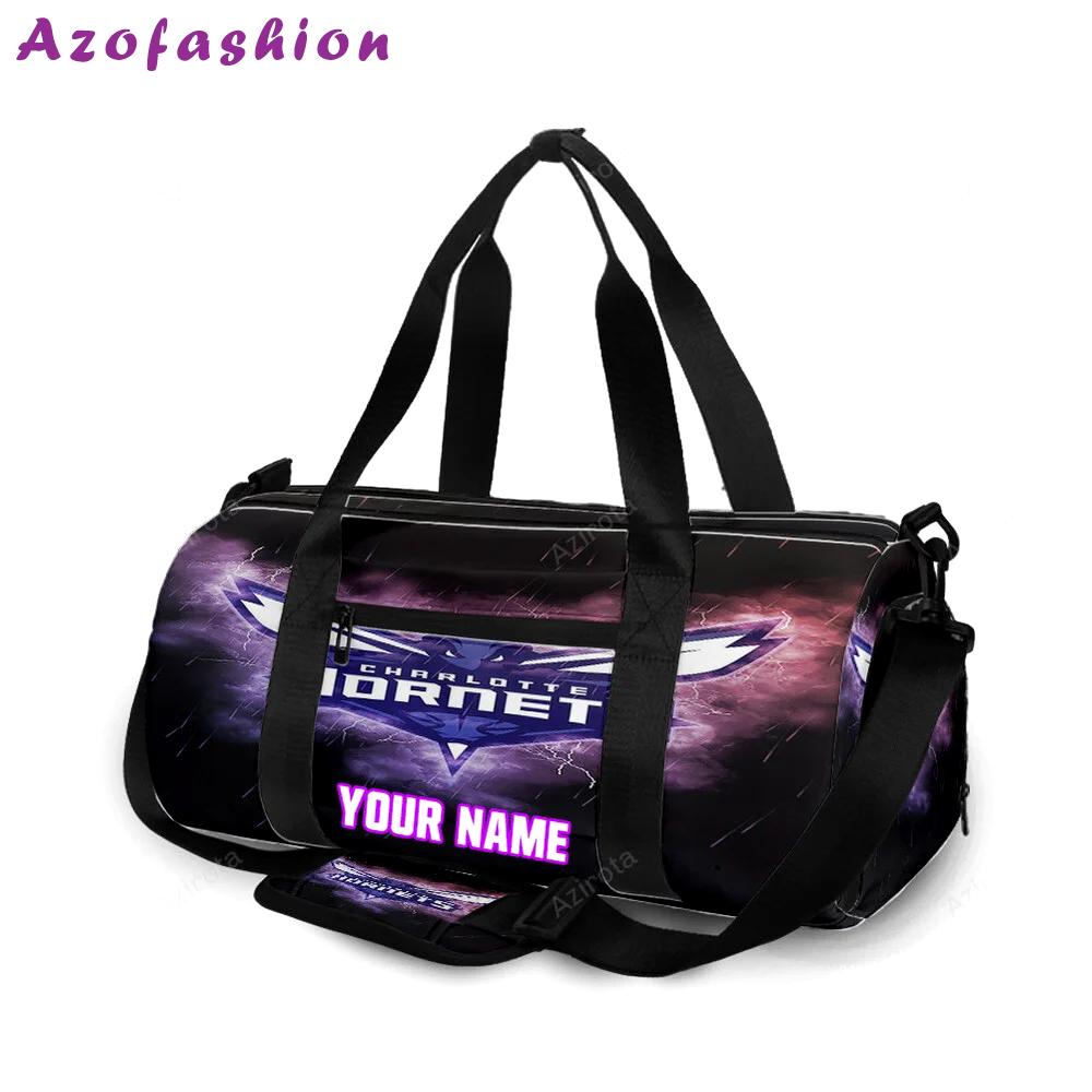 Charlotte hornets thunder raining personalized name travel bag gym bag 1744 Travel Bag