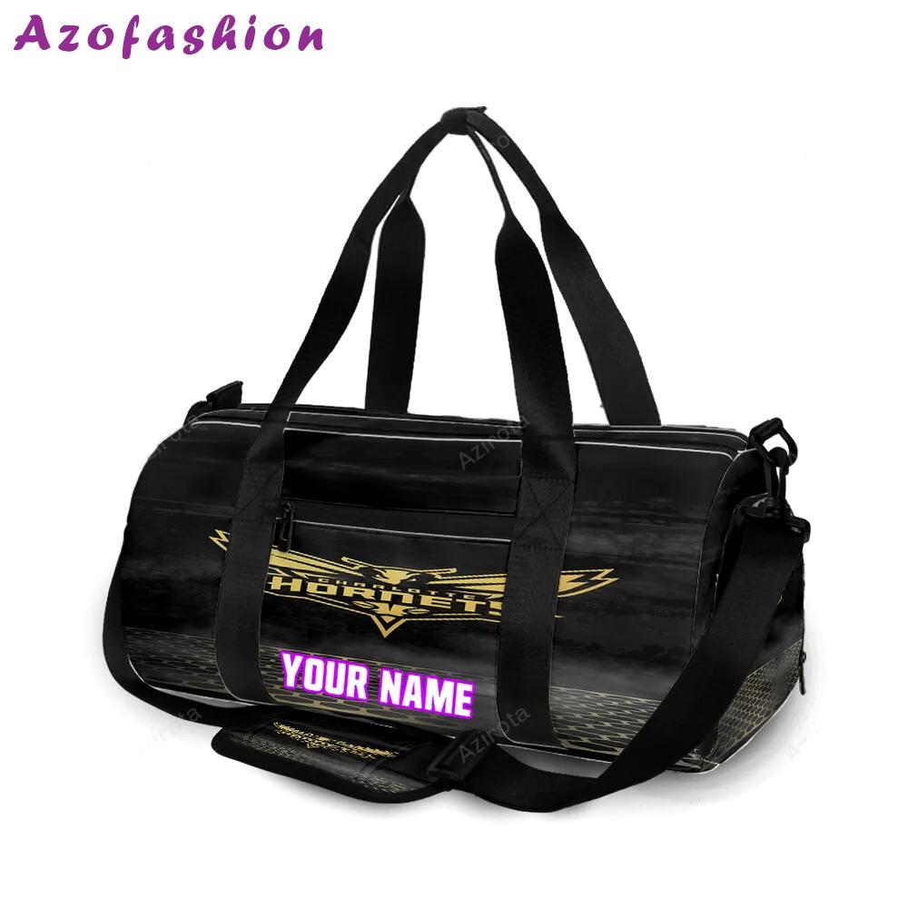 Charlotte hornets yellow black personalized name travel bag gym bag 298 Travel Bag