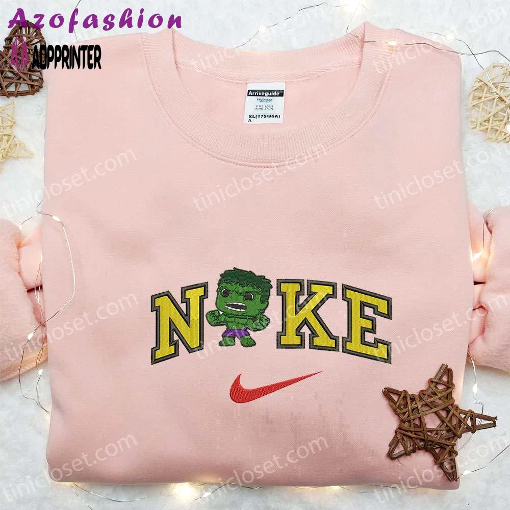 Chibi hulk x nike movie embroidered shirt – marvel universe & nike inspired design Embroidered Shirt