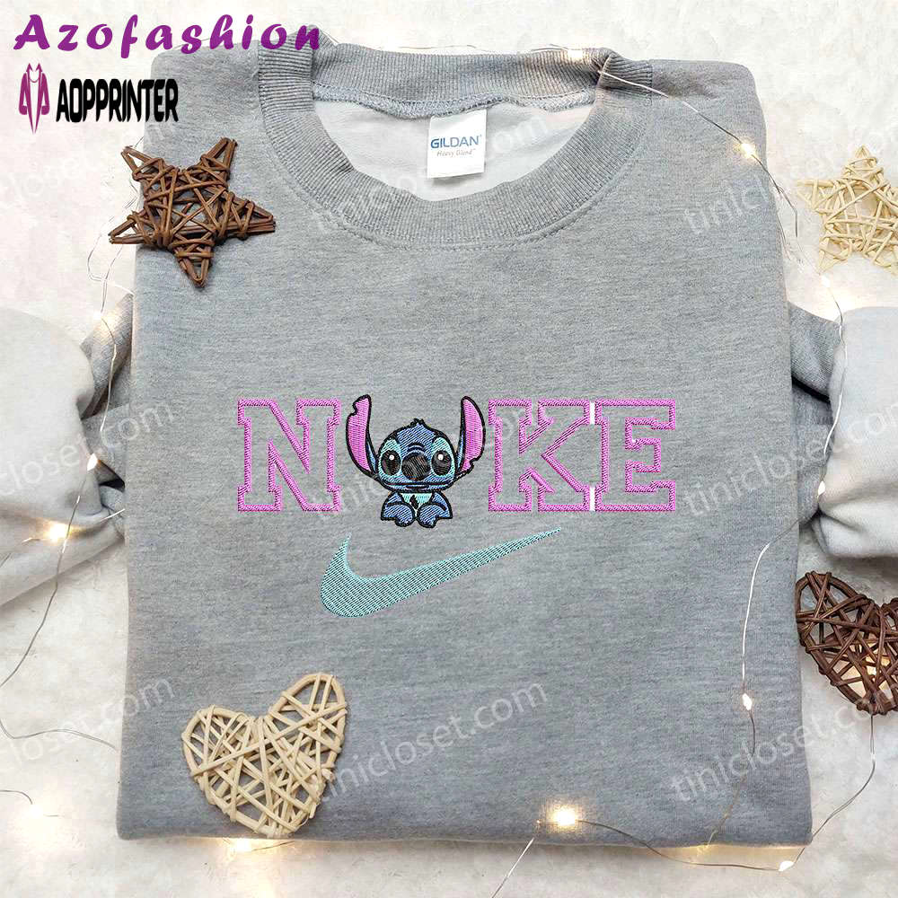 Chibi stitch x nike embroidered hoodie lilo and stitch disney shirt nike inspired embroidered shirt Embroidered Shirt