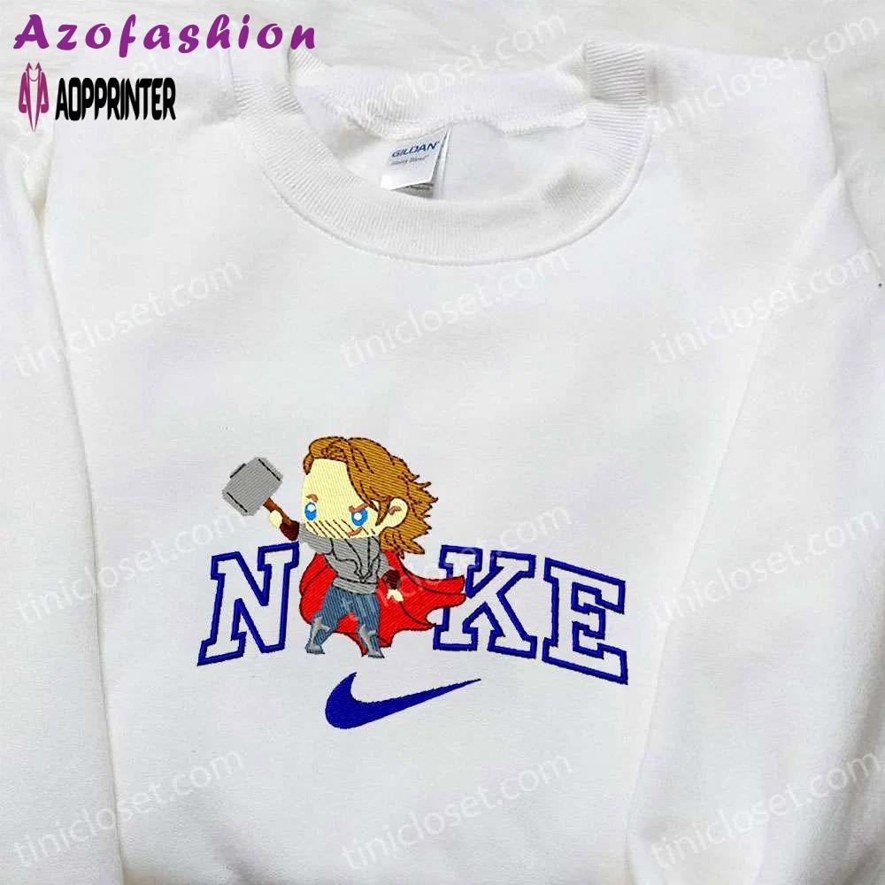 Chibi thor x nike movie embroidered shirt – marvel universe & nike-inspired design Embroidered Shirt