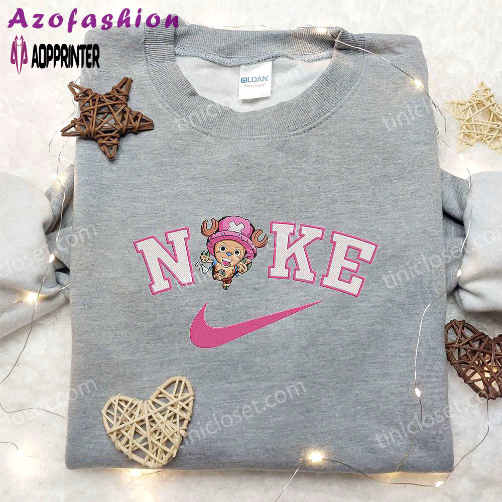 Chibi tony tony chopper x nike anime embroidered hoodie & shirts – one piece & nike inspired designs Embroidered Shirt