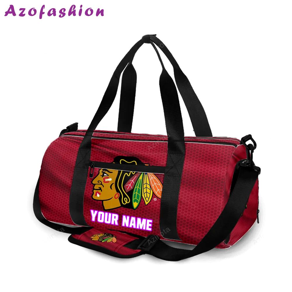 Chicago blackhawks emblem texture14 personalized name travel bag gym bag 314 Travel Bag