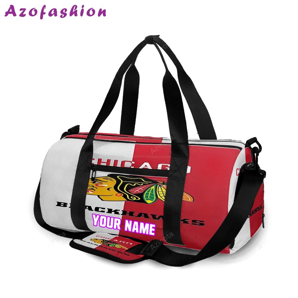 Chicago blackhawks emblem texture2 personalized name travel bag gym bag 587 Travel Bag
