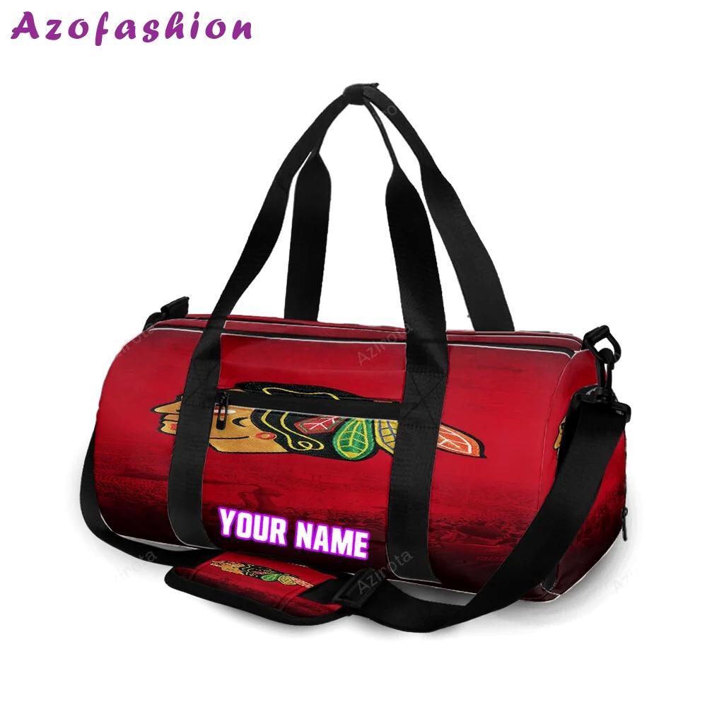 Chicago blackhawks emblem texture4 personalized name travel bag gym bag 1106 Travel Bag