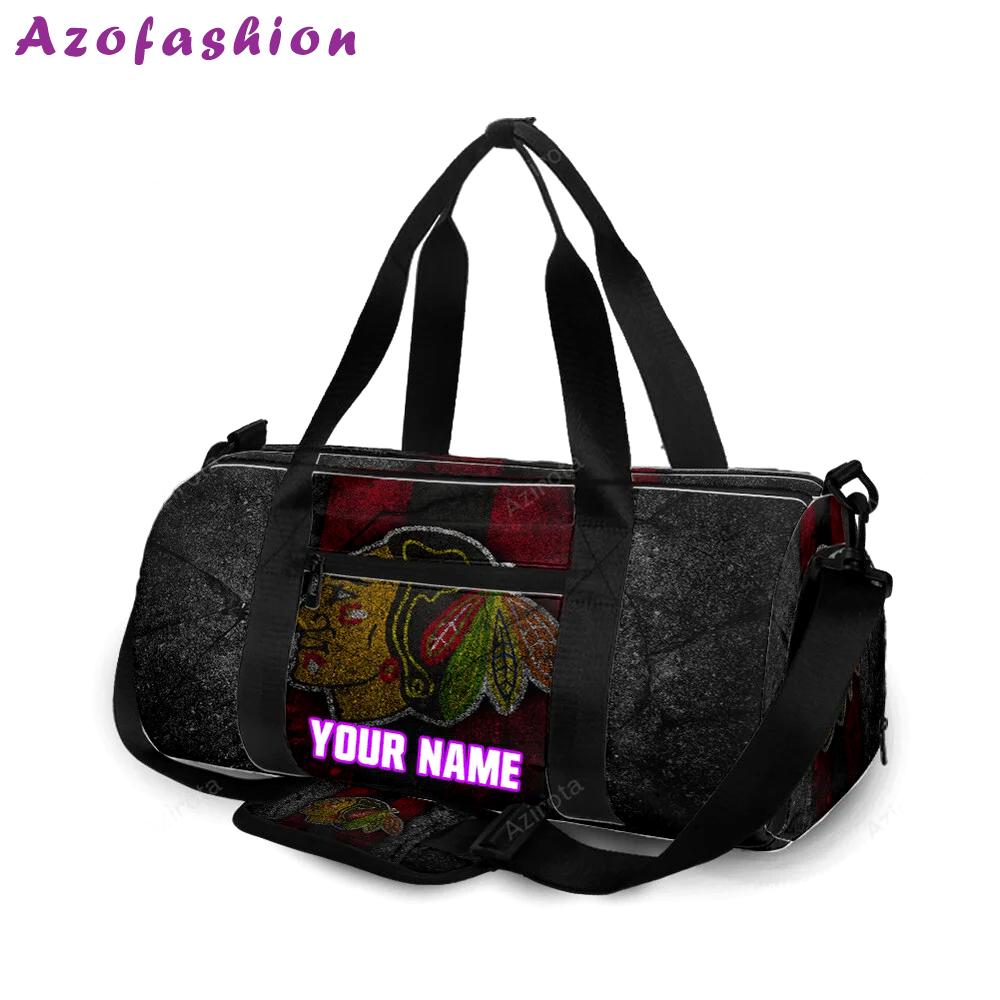 Chicago blackhawks emblem wall personalized name travel bag gym bag 1492 Travel Bag