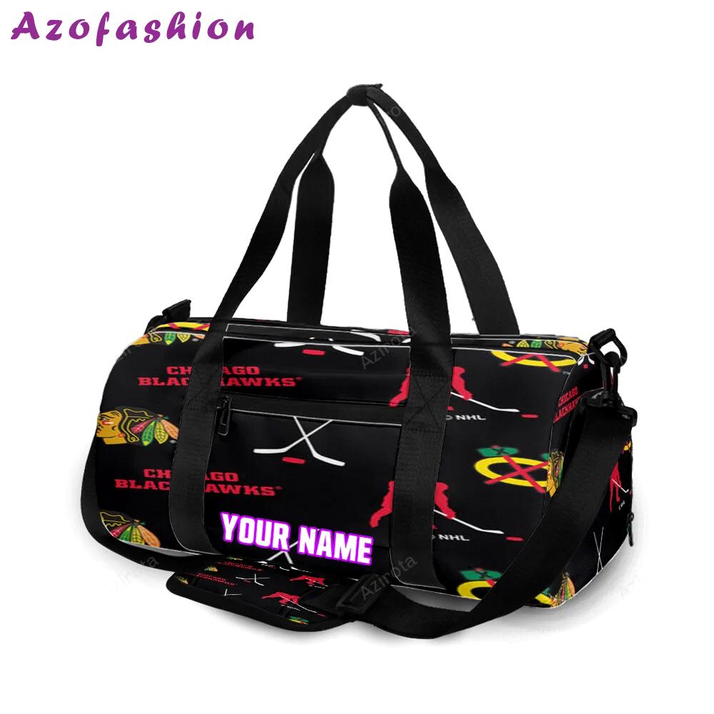 Chicago blackhawks symbol 3 personalized name travel bag gym bag 2032 Travel Bag