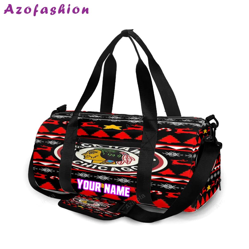 Chicago blackhawks symbol xmas personalized name travel bag gym bag 1885 Travel Bag