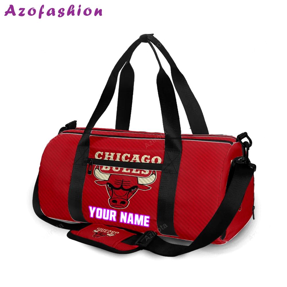 Chicago bulls emblem v2 personalized name travel bag gym bag 1130 Travel Bag
