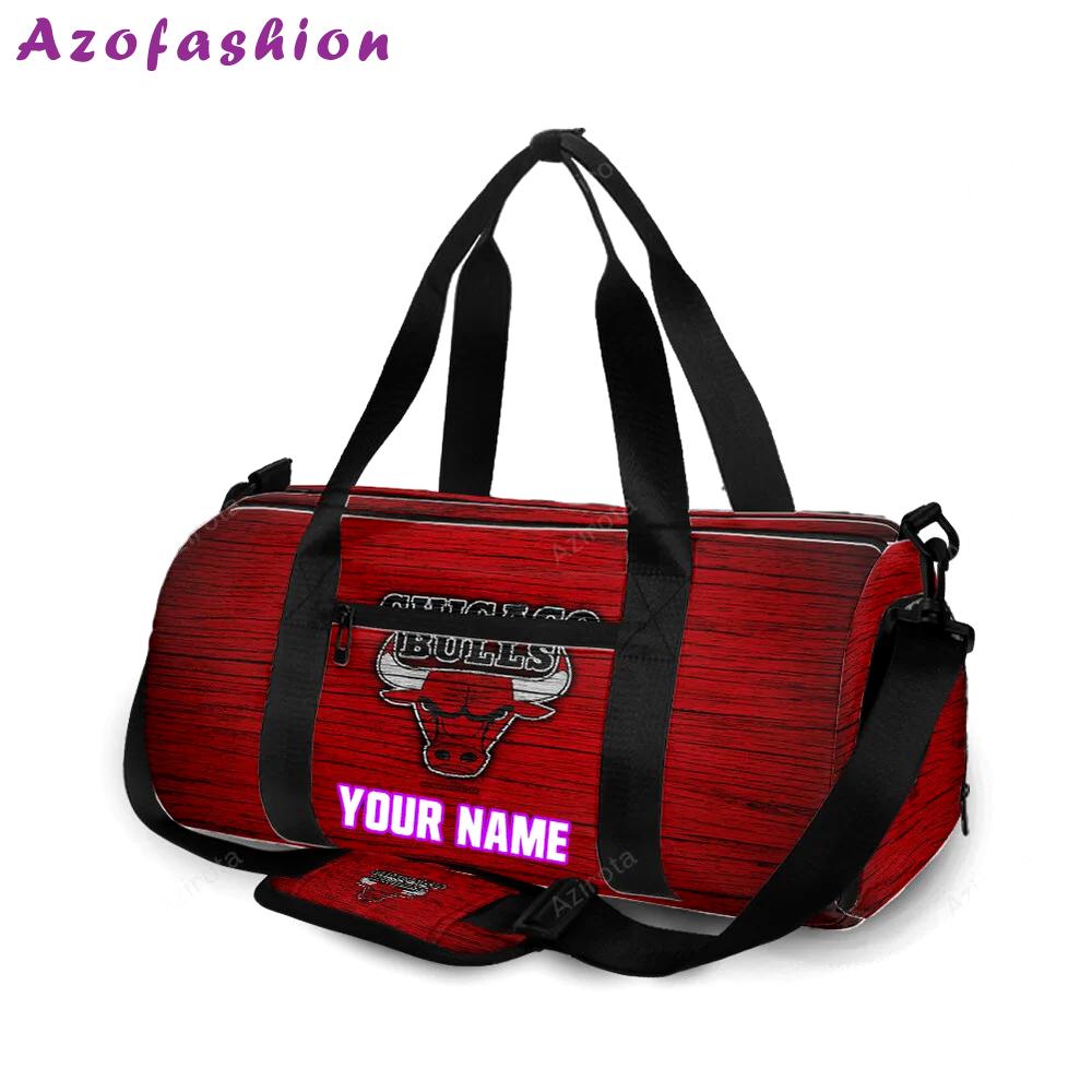 Chicago bulls wooden v6 personalized name travel bag gym bag 836 Travel Bag