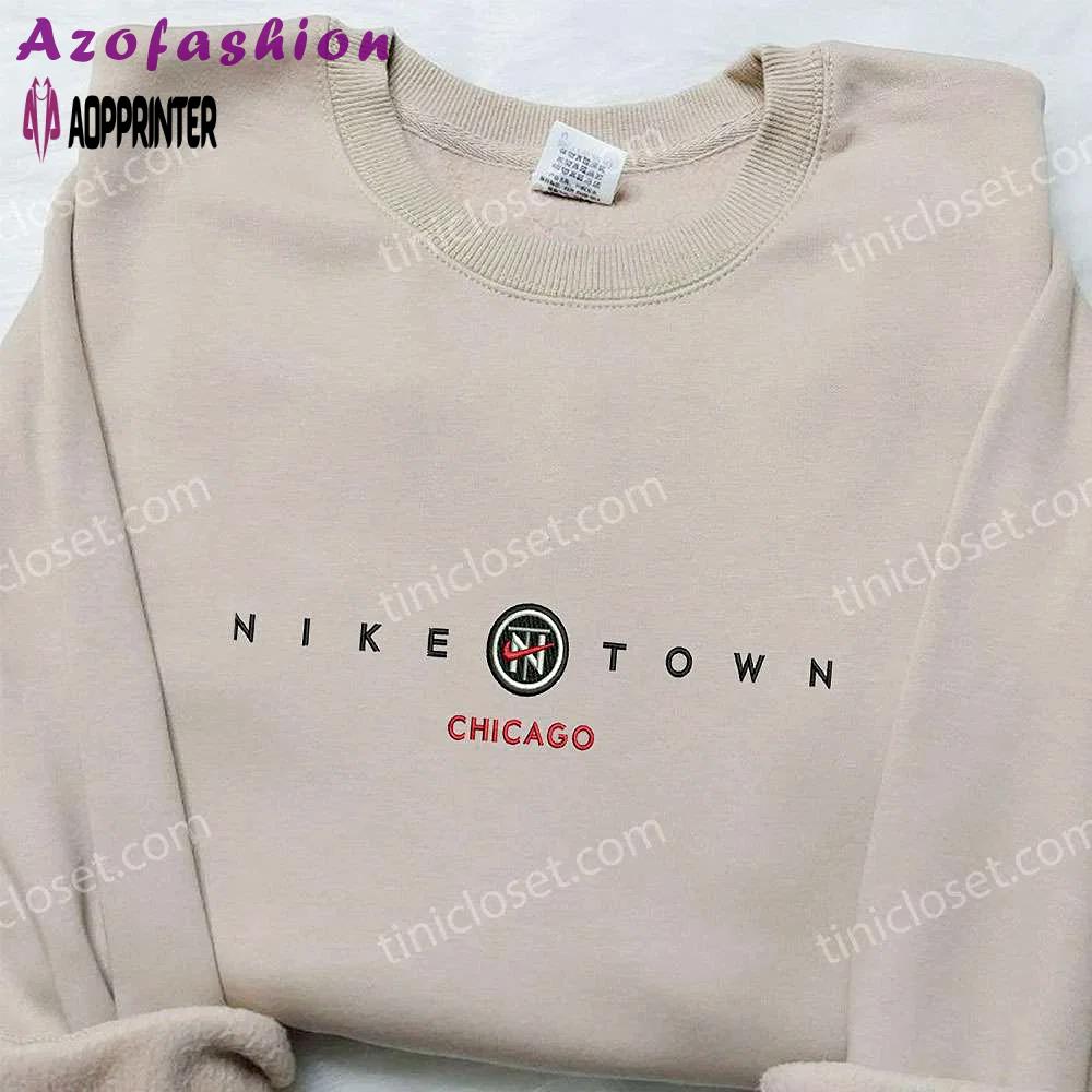 Chicago town x nike embroidered hoodie & shirt: perfect family gift with nike-inspired design Embroidered Shirt