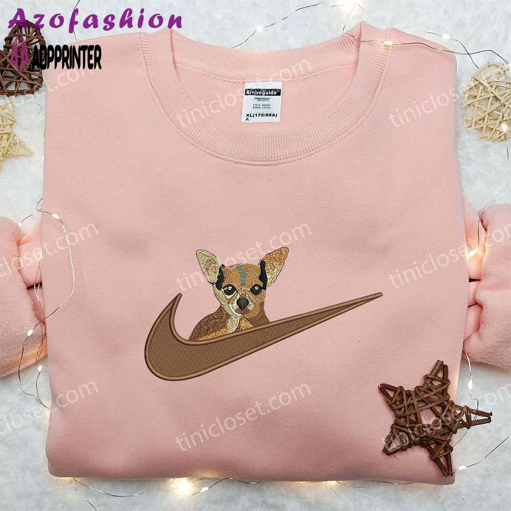 Chihuahua x nike embroidered shirt – animal & custom nike embroidery Embroidered Shirt