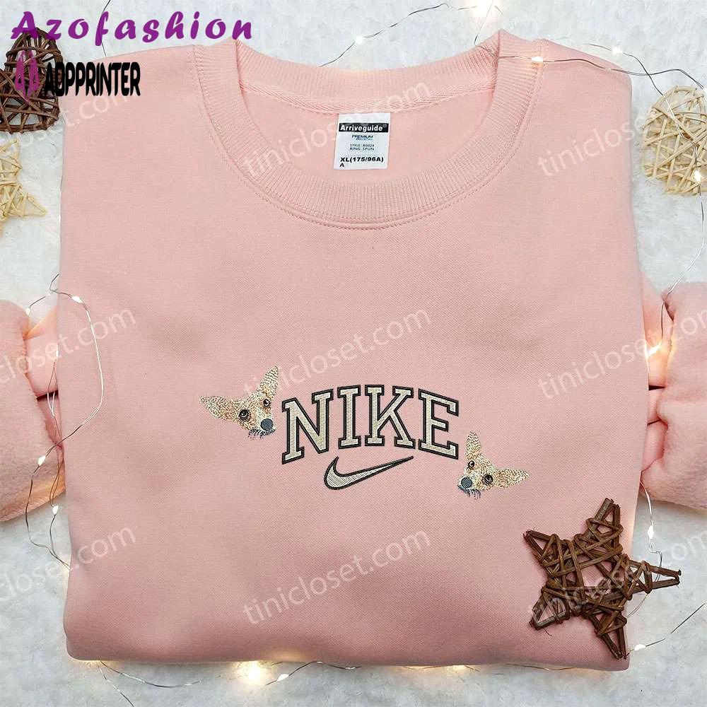 Chihuahua x nike embroidered shirt: custom animal tee for dog lovers Embroidered Shirt