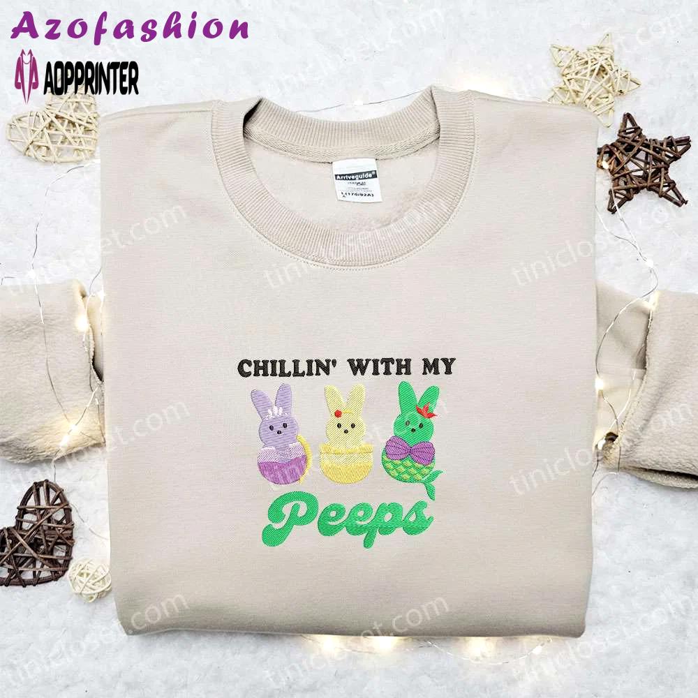 Chillin with my peeps: disney princesses shirt & hoodie – thanksgiving day gift ideas Embroidered Shirt