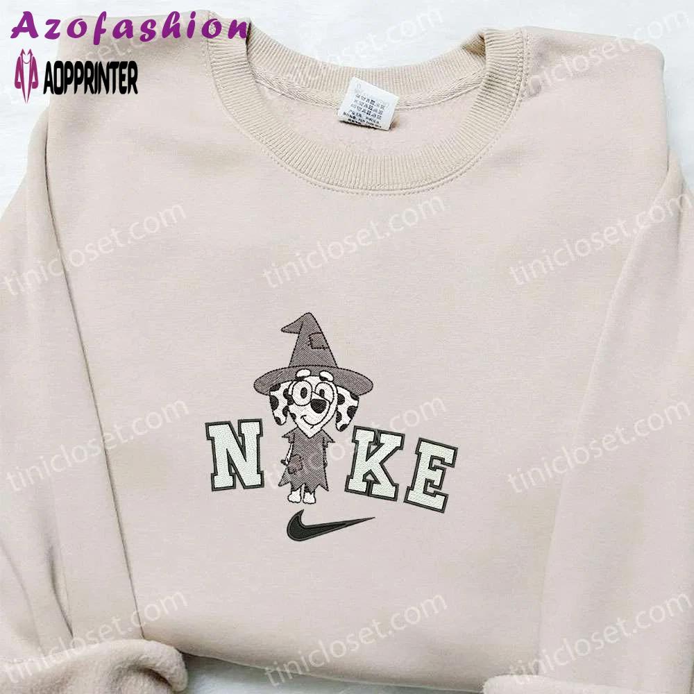 Chloe witch bluey x nike embroidered hoodie – adorable halloween sweatshirt nike inspired shirt Embroidered Shirt