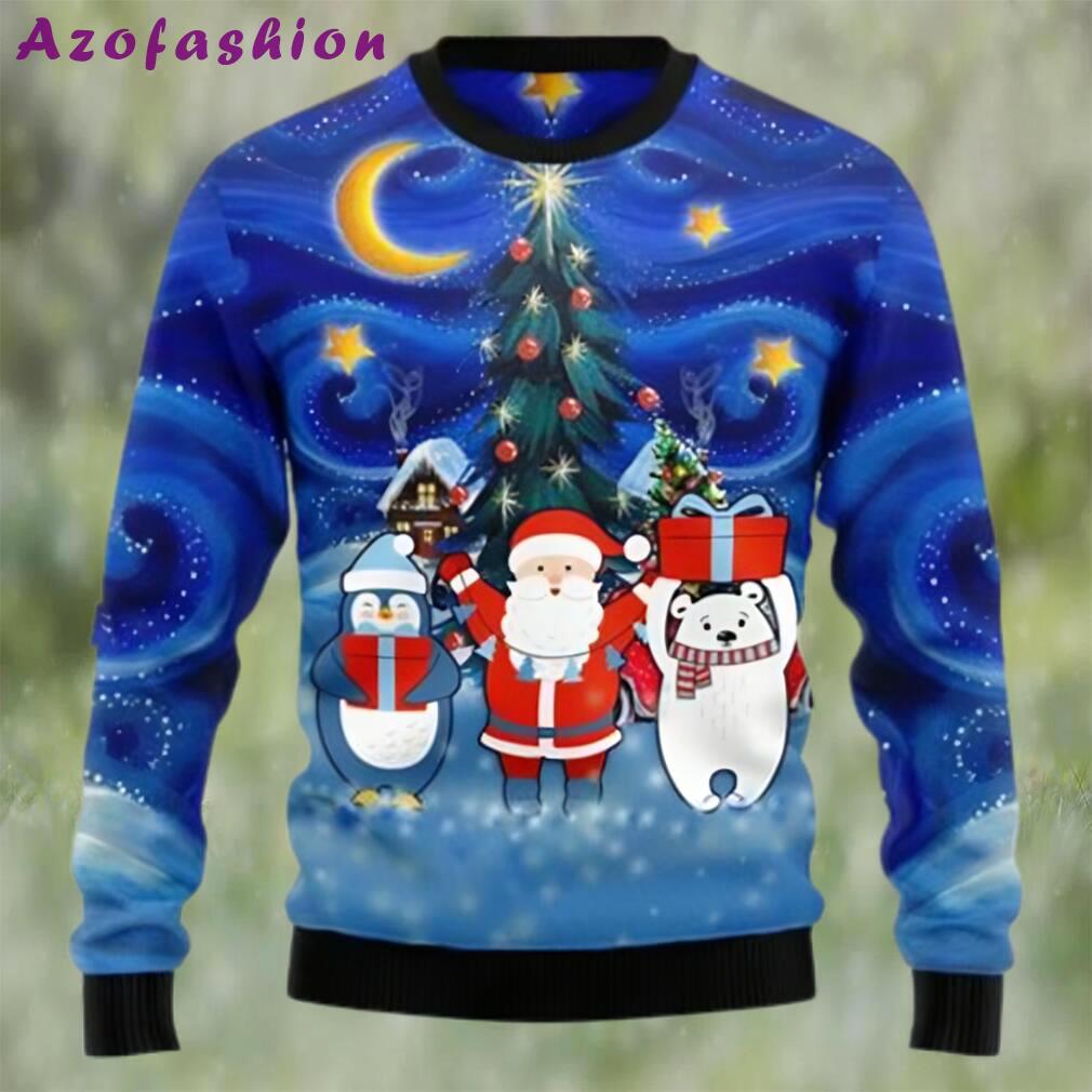 Christmas card polar bear santa penguin ugly christmas sweater Christmas Ugly Sweater
