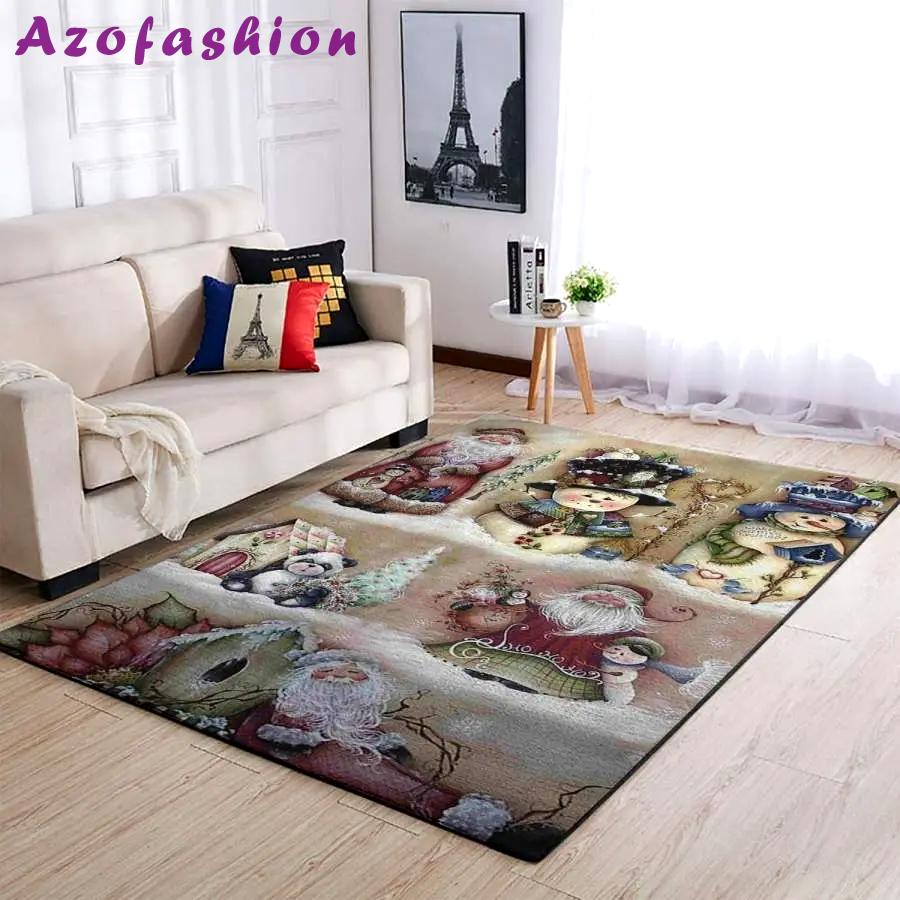 Christmas santa claus and snowman area rug living room rug home decor 1909273 ofd Rectangle Rug