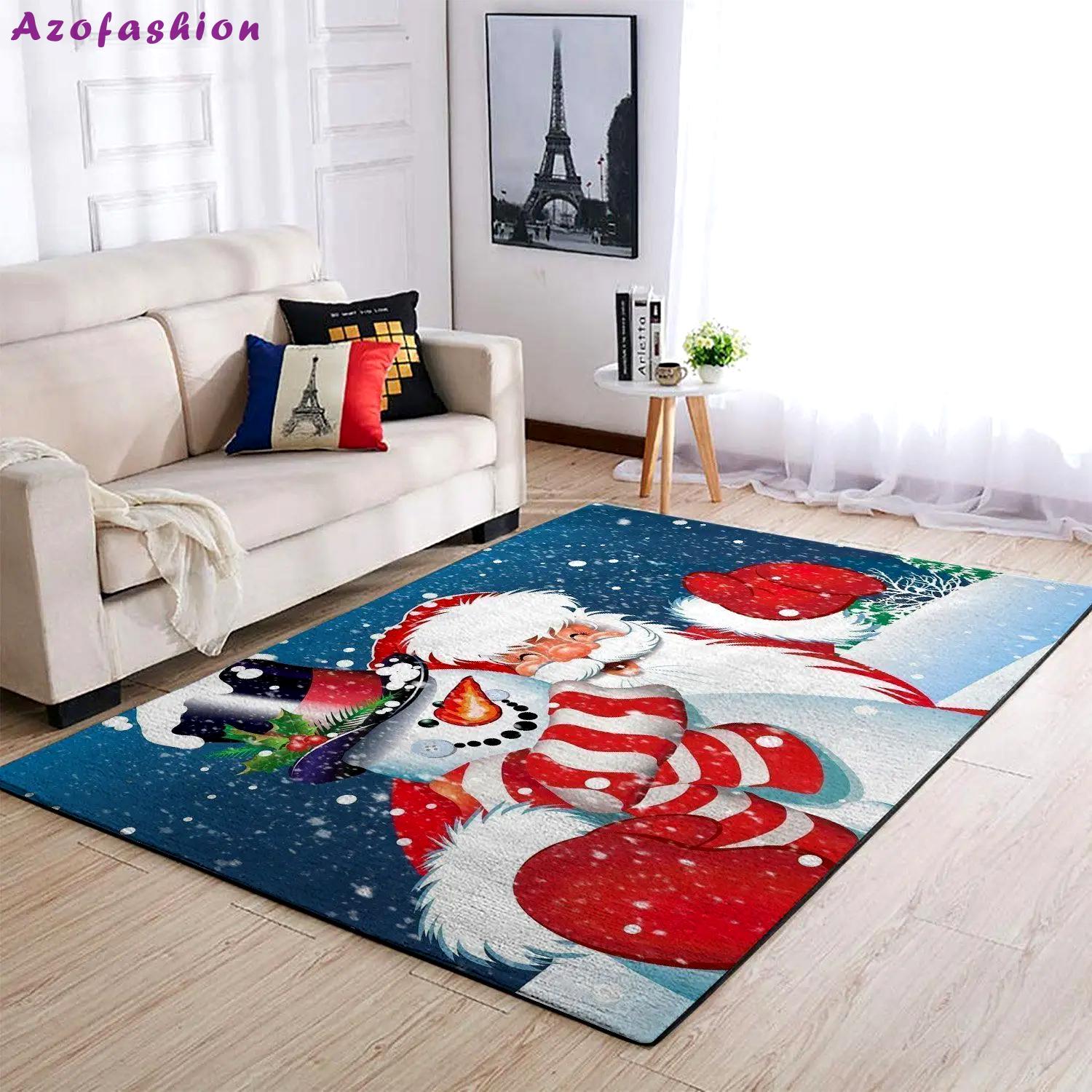 Christmas santa claus & snowman area rug 19100311 ofd area rug living room carpet rug regtangle carpet floor decor home decor Rectangle Rug