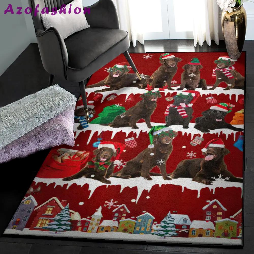 Christmas washable rugs, flat coated retriever snow christmas rug Rectangle Rug