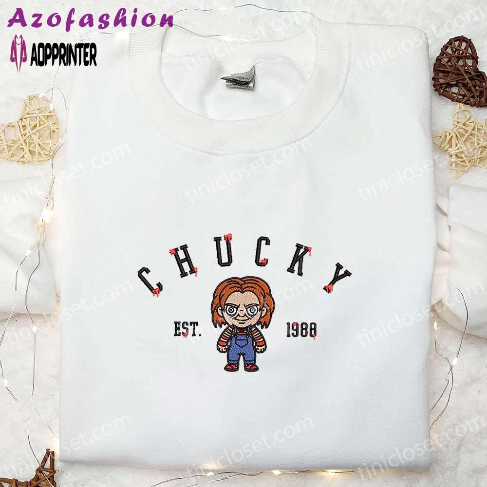 Chucky est 1988 embroidered shirt – horror characters gift for halloween Embroidered Shirt