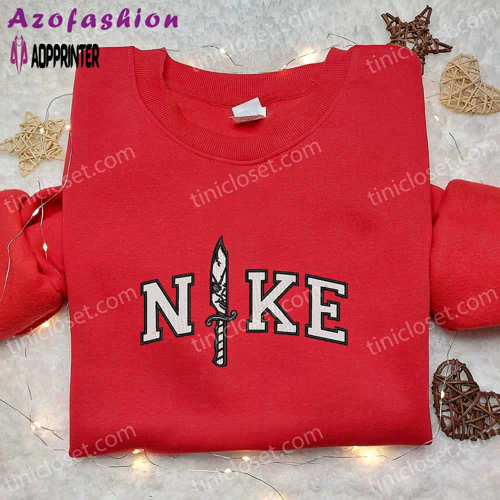 Chucky knife x nike embroidered sweatshirt: best halloween gift nike inspired shirt Embroidered Shirt