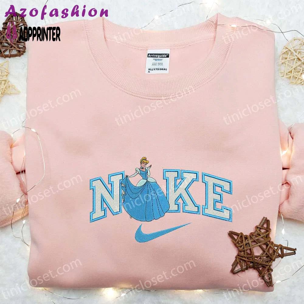 Cinderella x nike cartoon embroidered shirt: disney inspired nike branded tee Embroidered Shirt