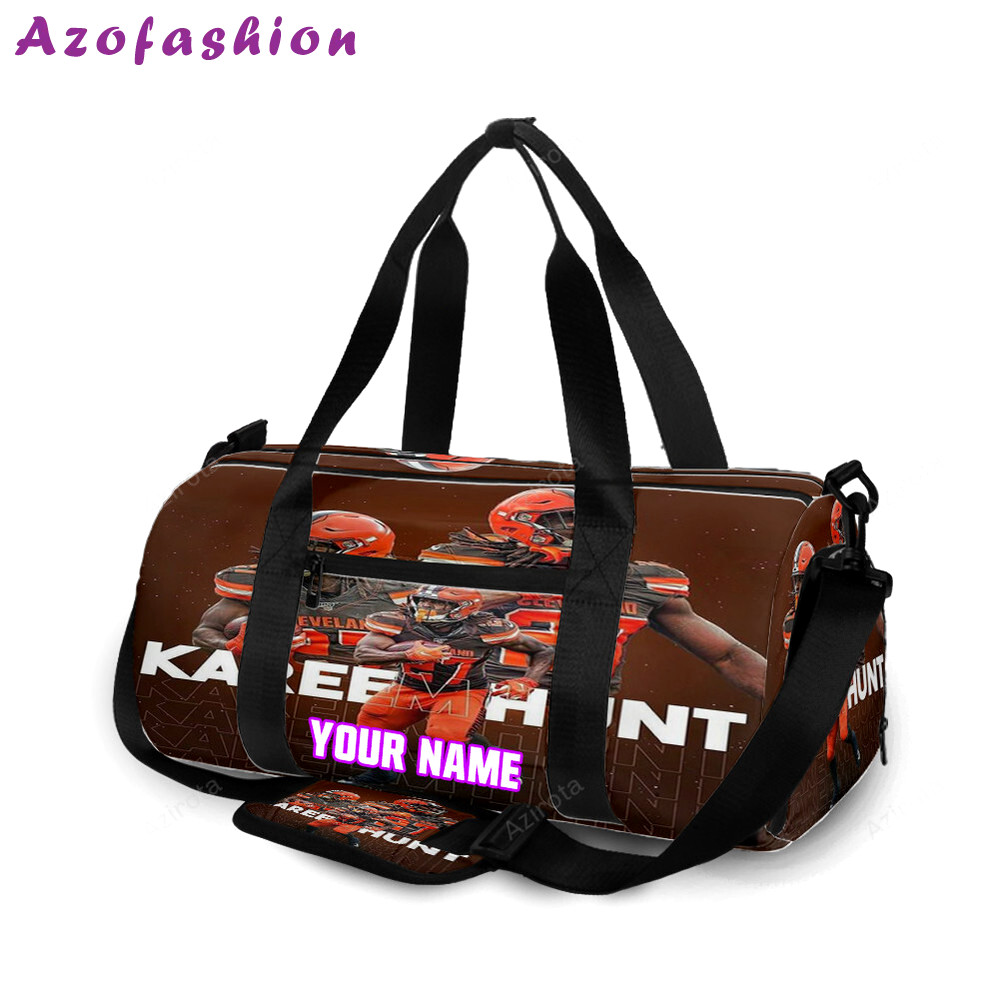 Cleveland browns kareem hunt1 personalized name travel bag gym bag 628 Travel Bag