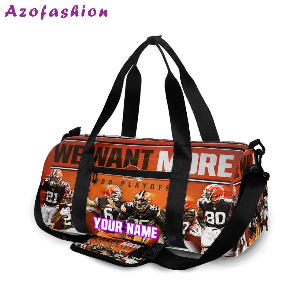 Cleveland browns players we want more 1 personalized name travel bag gym bag 1893 Travel Bag