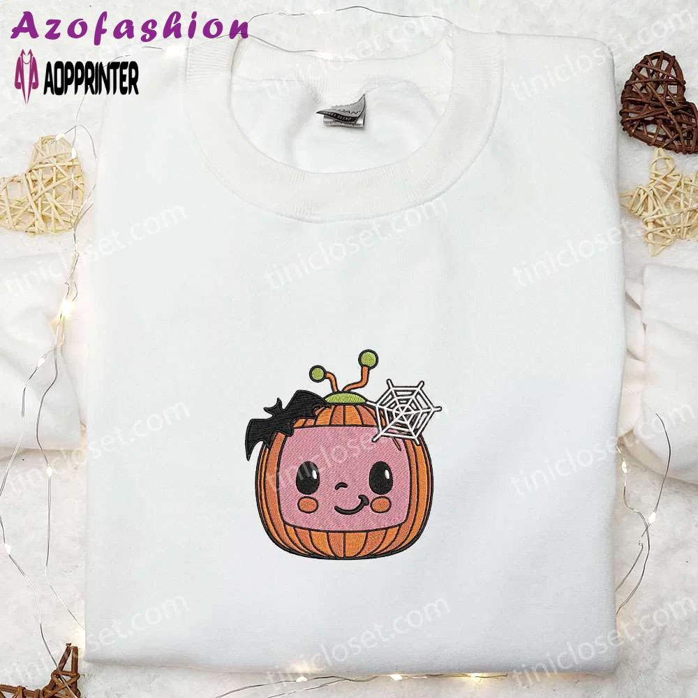 Cocomelon pumpkin embroidered hoodie sweatshirt & t-shirt: fun cute & funny halloween apparel Embroidered Shirt