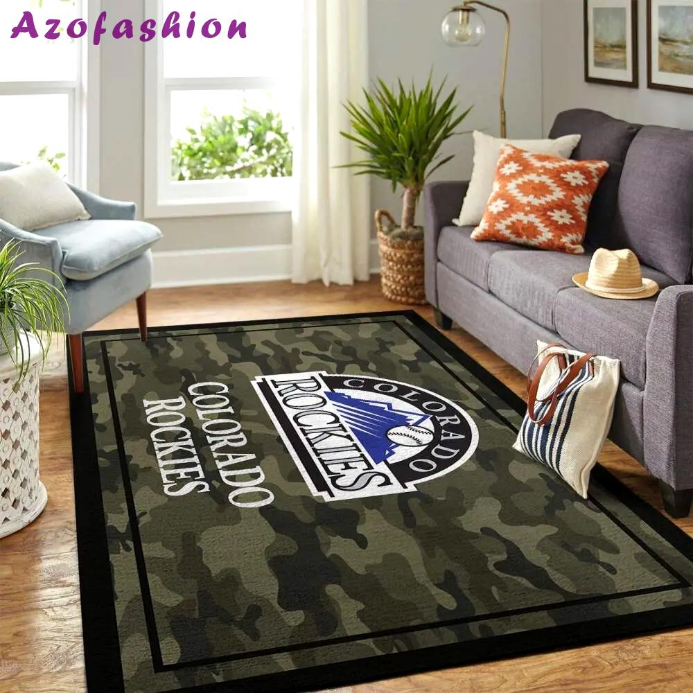 Colorado rockies camo style mlb team logo area rug living room rug 1 Rectangle Rug
